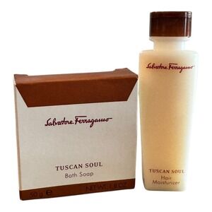 Salvatore Ferragamo Tuscan Soul Bath Soap 1.8 & Hair Moisturizer Travel Size NEW